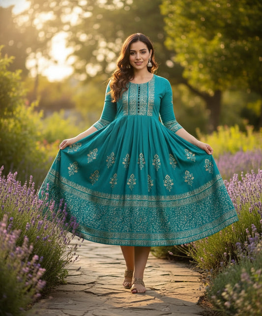 Rayon Flared Kurti For Women