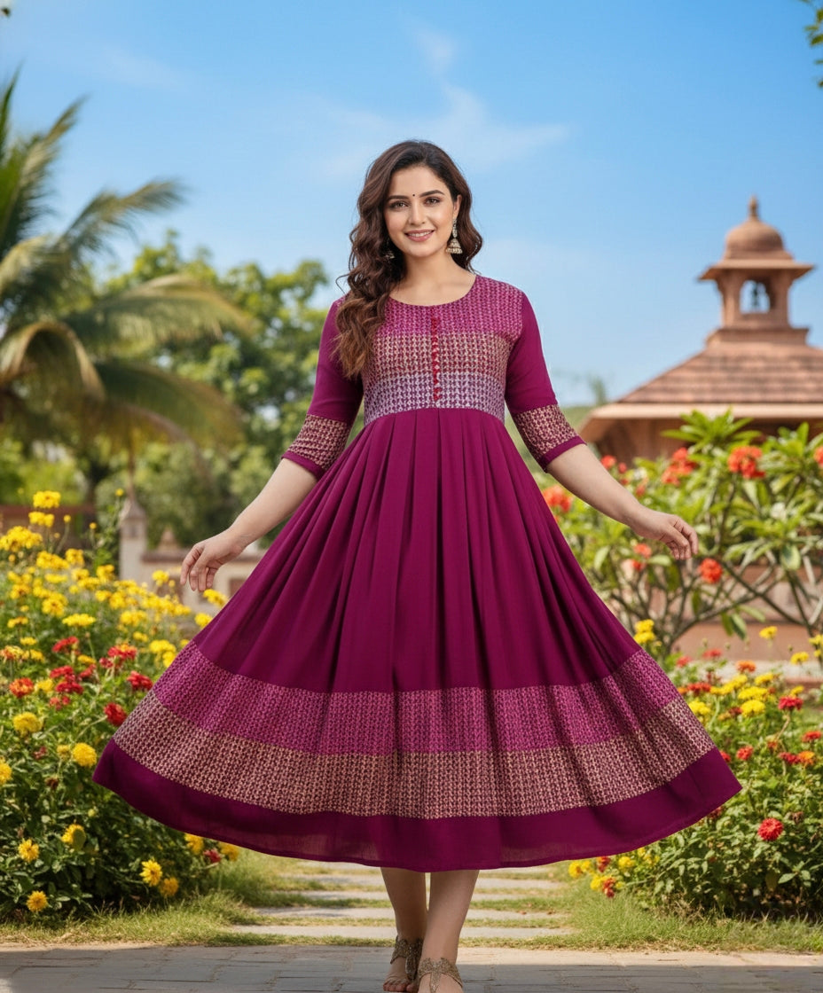 Rayon Flared Kurti For Women