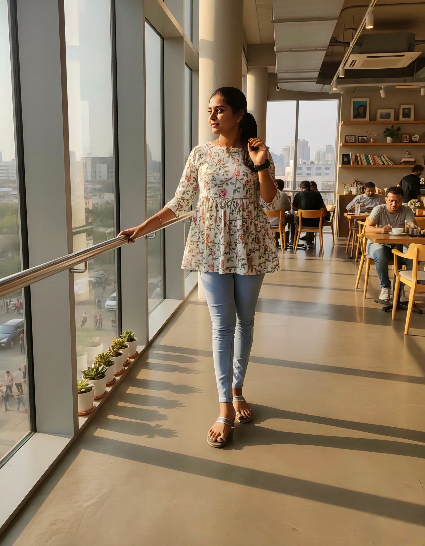 Women’s White Floral Printed Tunic Top