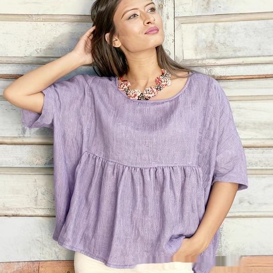 Loose Slimming Pleated All-Match Womens Top